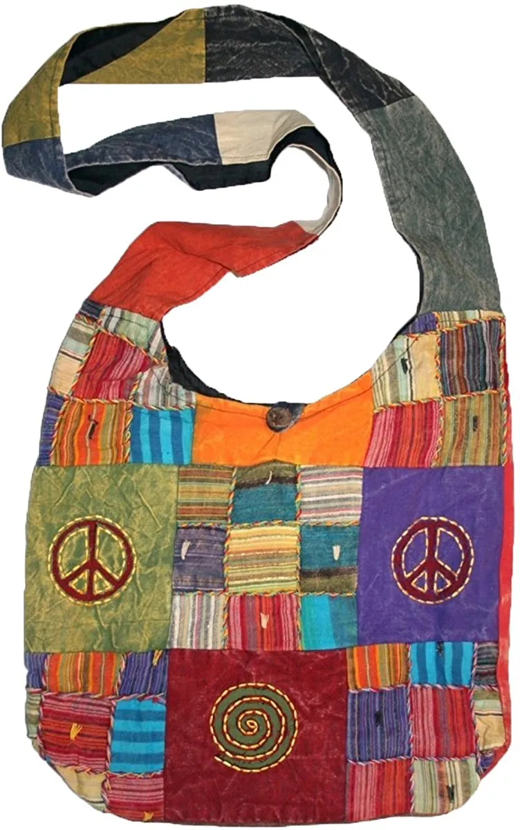 111 BG Patched Multi-colored Cotton Bohemian Gypsy Bag Purse