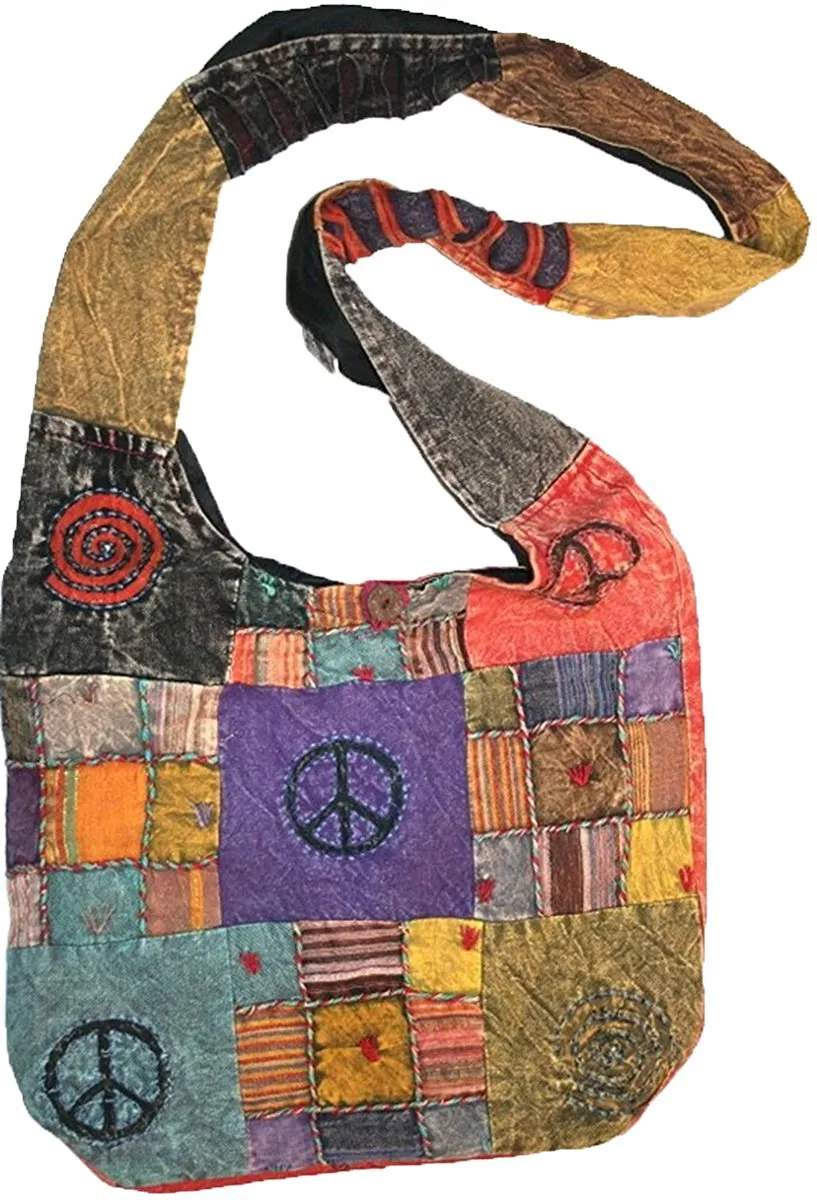 111 BG Patched Multi-colored Cotton Bohemian Gypsy Bag Purse
