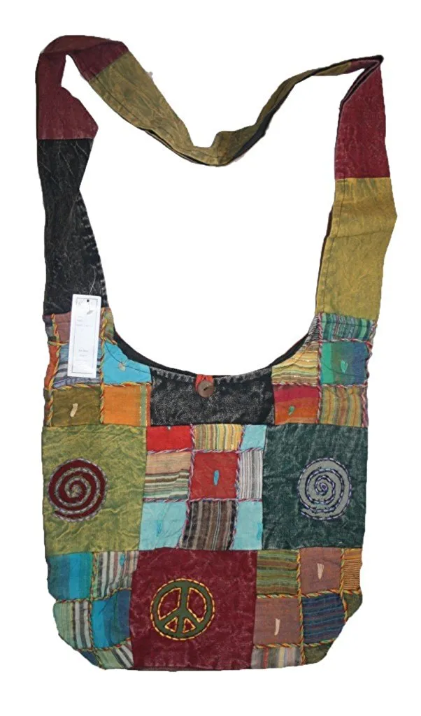 111 BG Patched Multi-colored Cotton Bohemian Gypsy Bag Purse