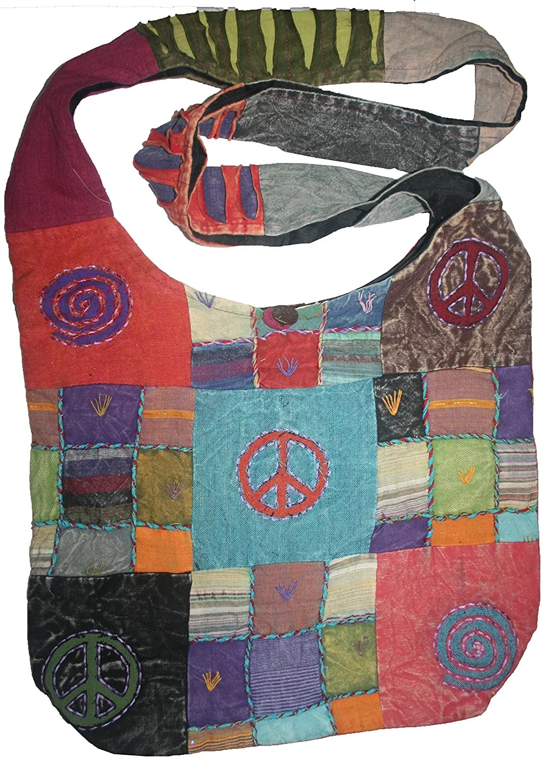 111 BG Patched Multi-colored Cotton Bohemian Gypsy Bag Purse