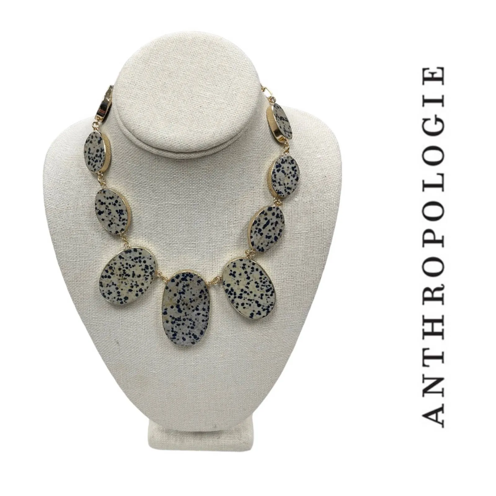 Anthropologie Beth Ward Studio Neutral Stone Statement Necklace New