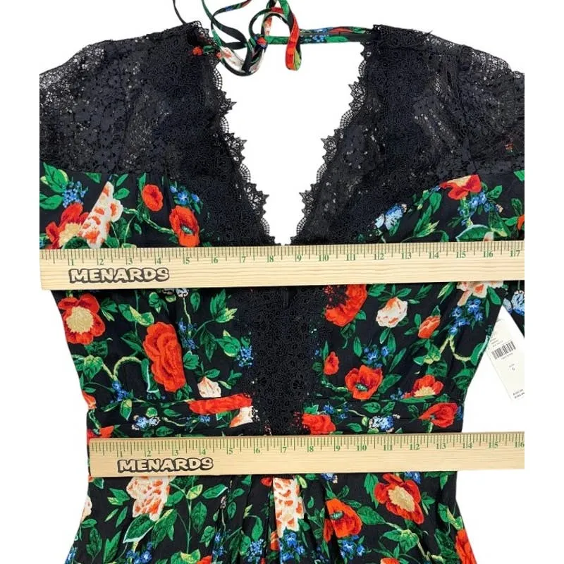 Anthropologie Lacy V Neck Floral Mini Dress Long Sleeve Size 6 New