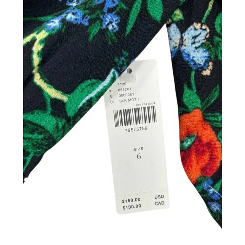 Anthropologie Lacy V Neck Floral Mini Dress Long Sleeve Size 6 New