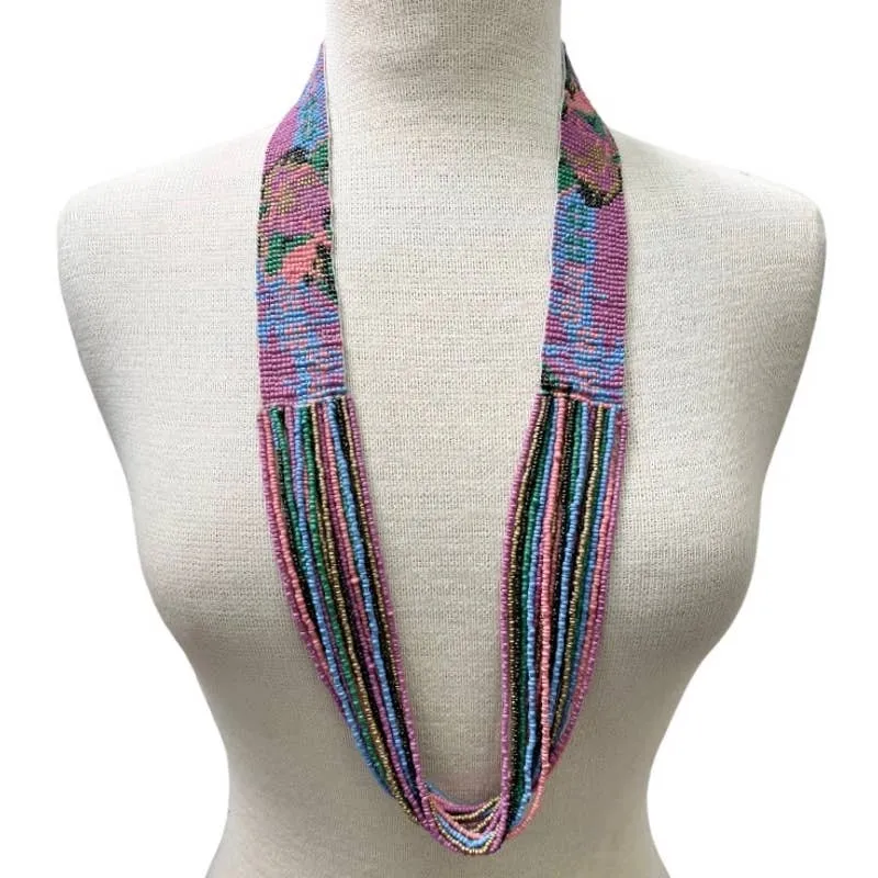 Anthropologie Sead Beaded Boho Waterfall Statement Necklace