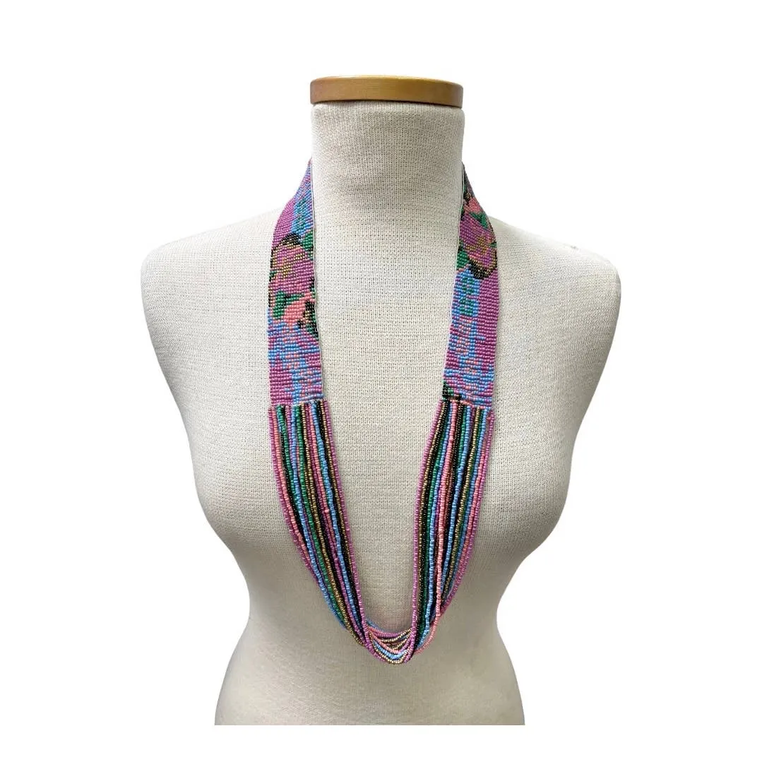 Anthropologie Sead Beaded Boho Waterfall Statement Necklace