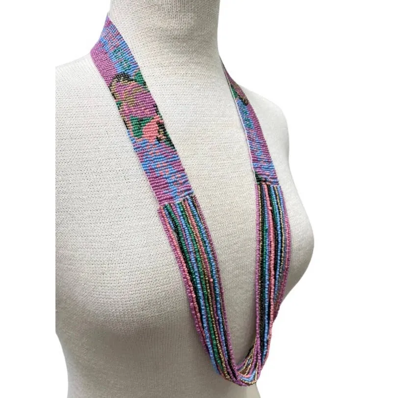 Anthropologie Sead Beaded Boho Waterfall Statement Necklace