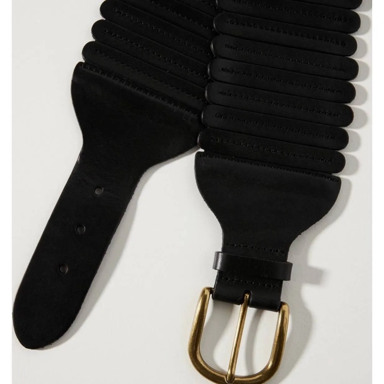 Anthropologie Tabitha Tall Leather Belt Size Small New Black