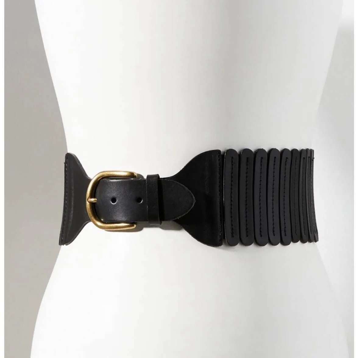 Anthropologie Tabitha Tall Leather Belt Size Small New Black