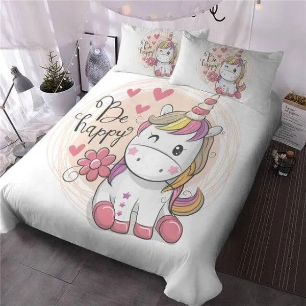 Beige Unicorn Bed Set