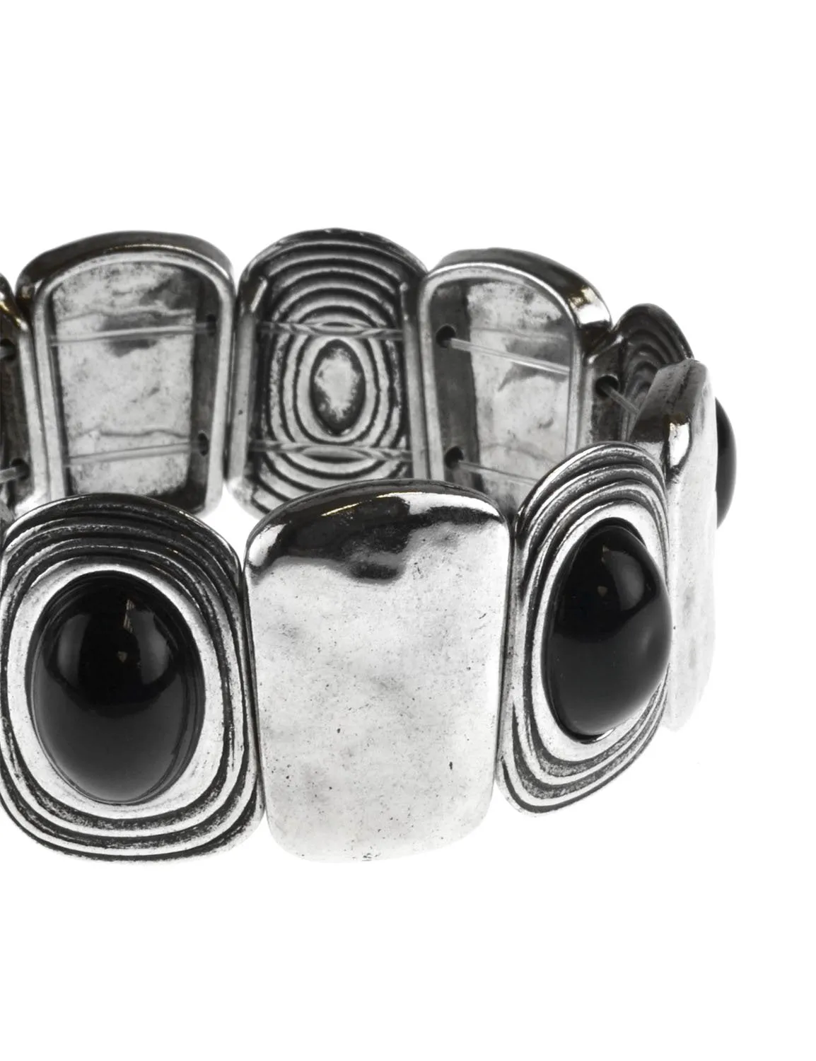 Hammered Clicklet Boho Cab Stretch Bracelet