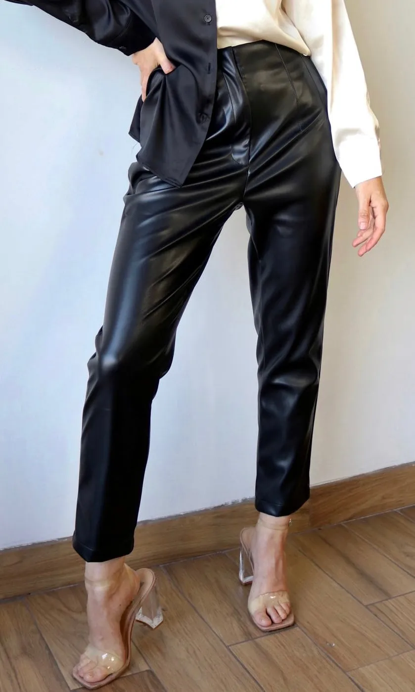 Muse High Waist PU Tapered Pants