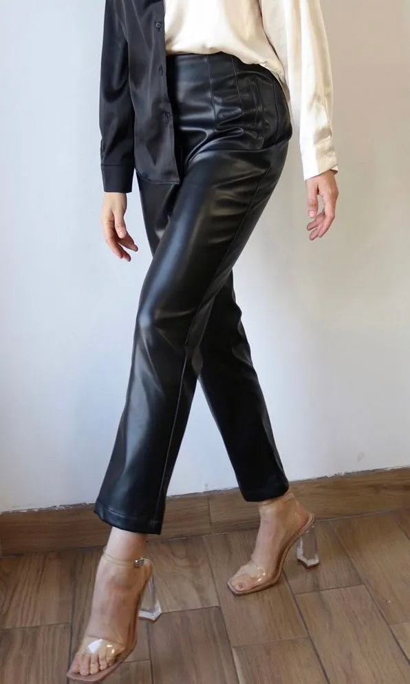 Muse High Waist PU Tapered Pants