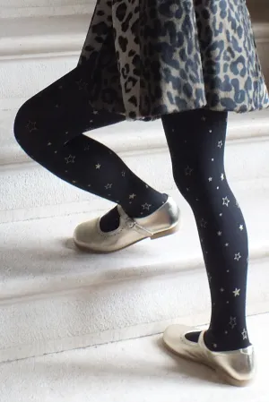 Night Sky Girls Tights - Black/Gold