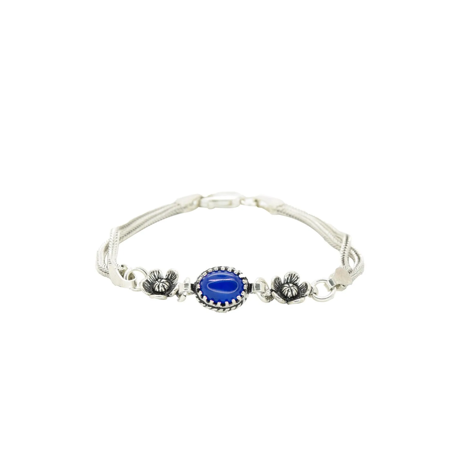 Oxidized Flower Stone Bracelet