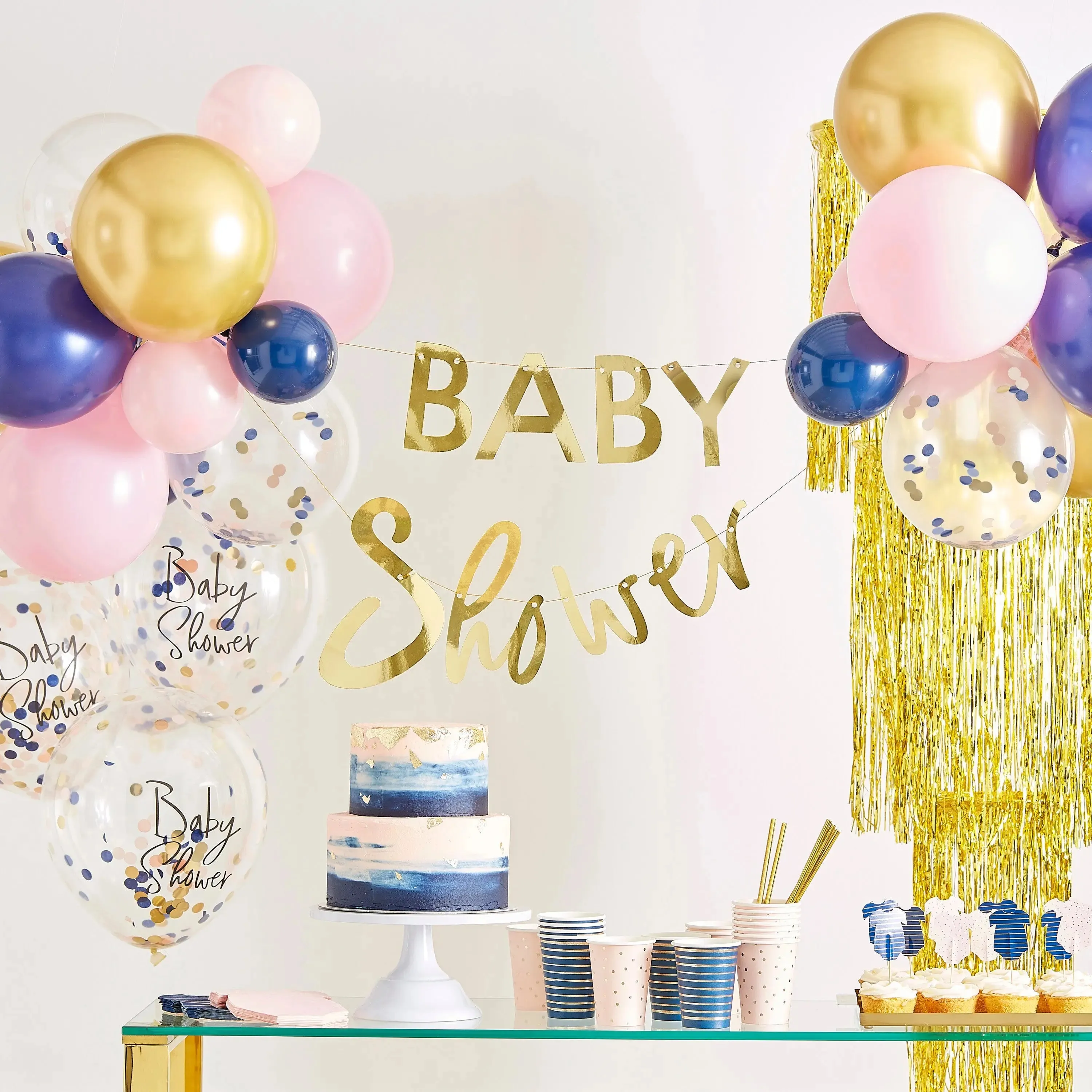 Pink And Navy Babygrow Baby Shower Cupcake Toppers