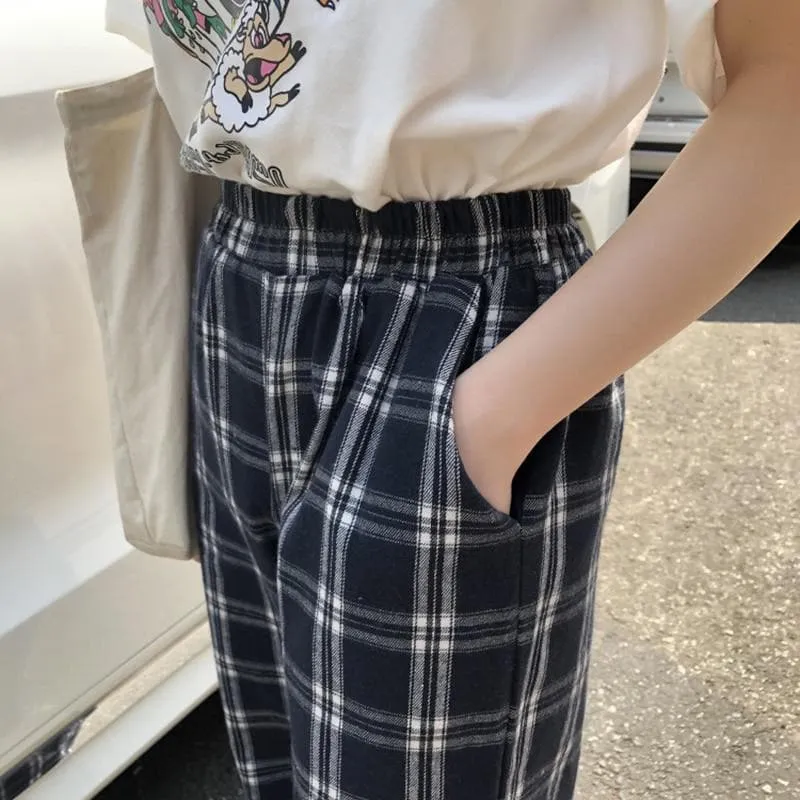 Plaid Pants With Loose Fit
