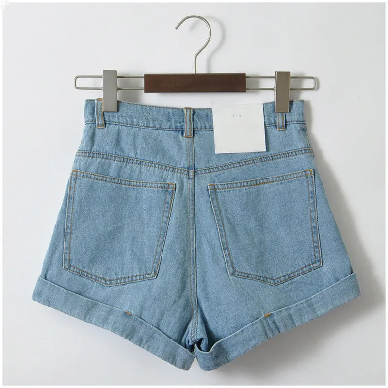 "GO GO" HIGH WAIST DENIM SHORTS