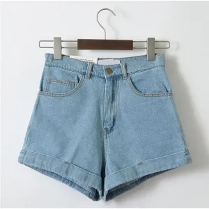 "GO GO" HIGH WAIST DENIM SHORTS