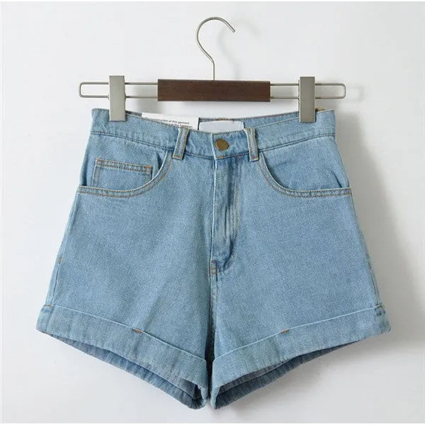 "GO GO" HIGH WAIST DENIM SHORTS