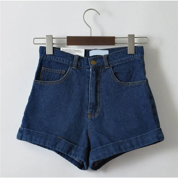 "GO GO" HIGH WAIST DENIM SHORTS