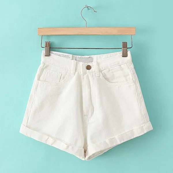 "GO GO" HIGH WAIST DENIM SHORTS