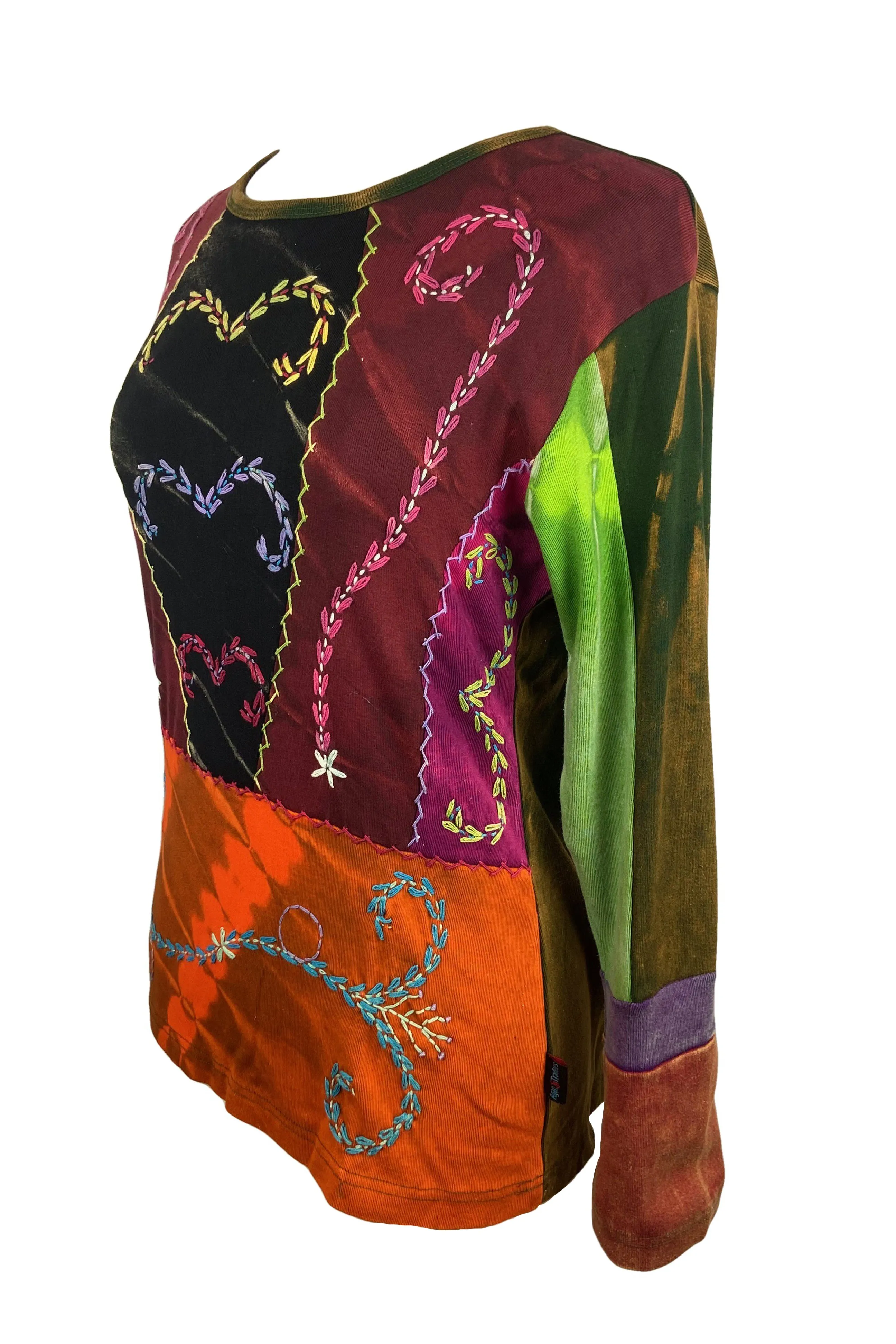 R 250 Bohemian Funky Embroidered Asymmetrical Patches Bohemian Blouse