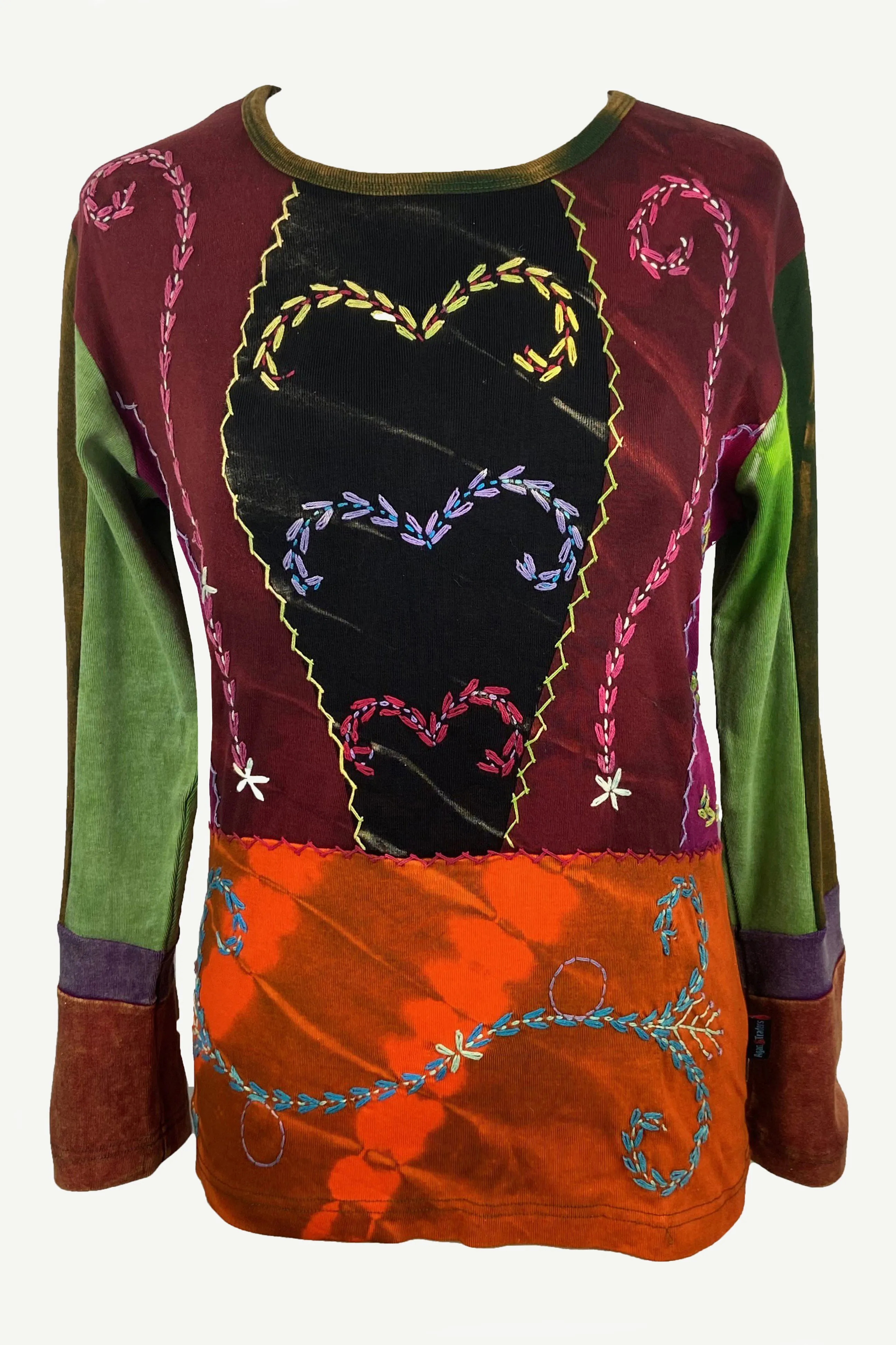 R 250 Bohemian Funky Embroidered Asymmetrical Patches Bohemian Blouse
