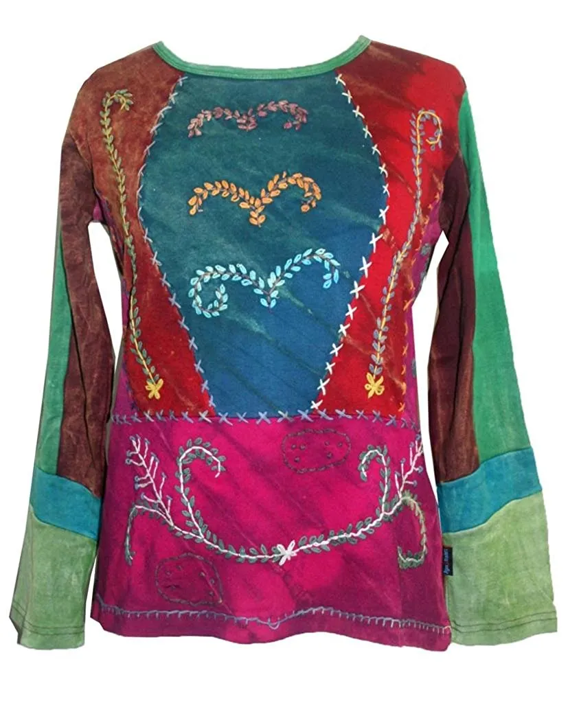 R 250 Bohemian Funky Embroidered Asymmetrical Patches Bohemian Blouse