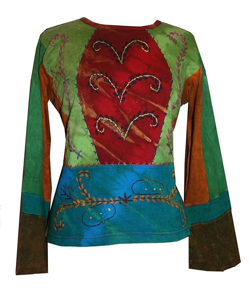 R 250 Bohemian Funky Embroidered Asymmetrical Patches Bohemian Blouse