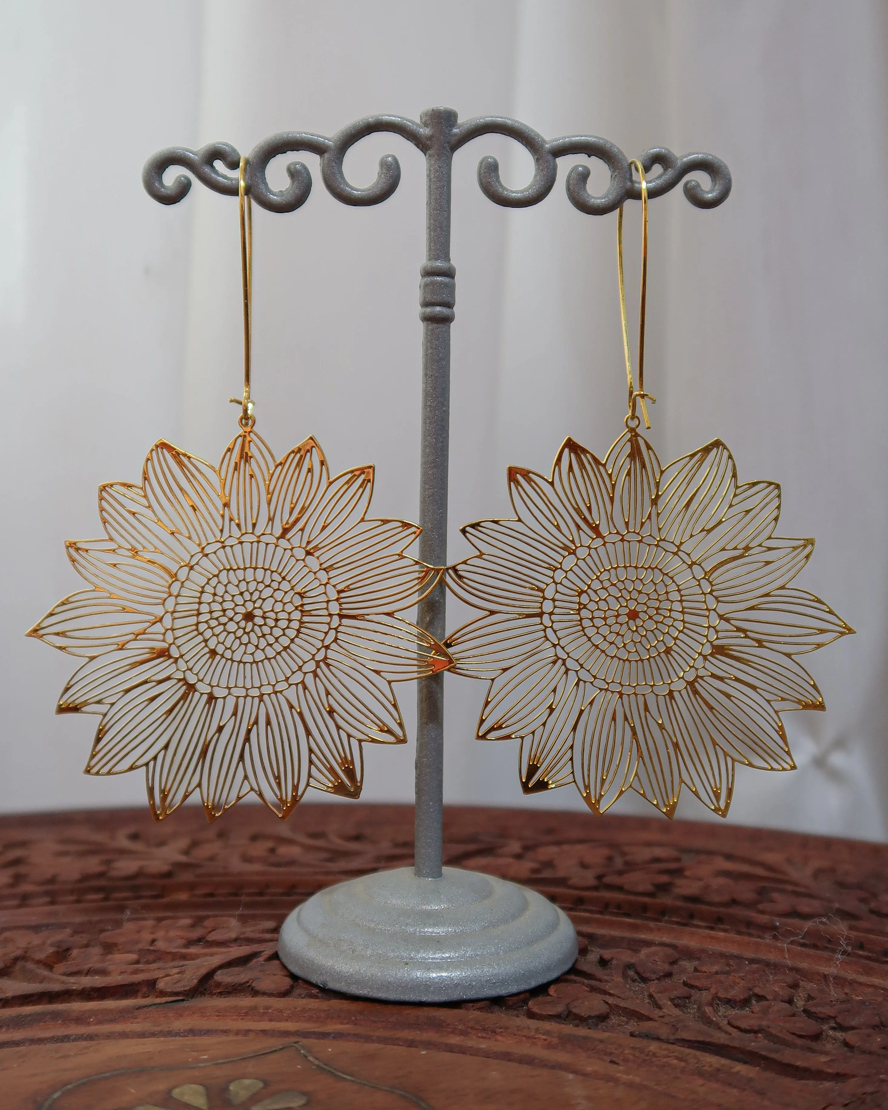 Sunflower golden earrings