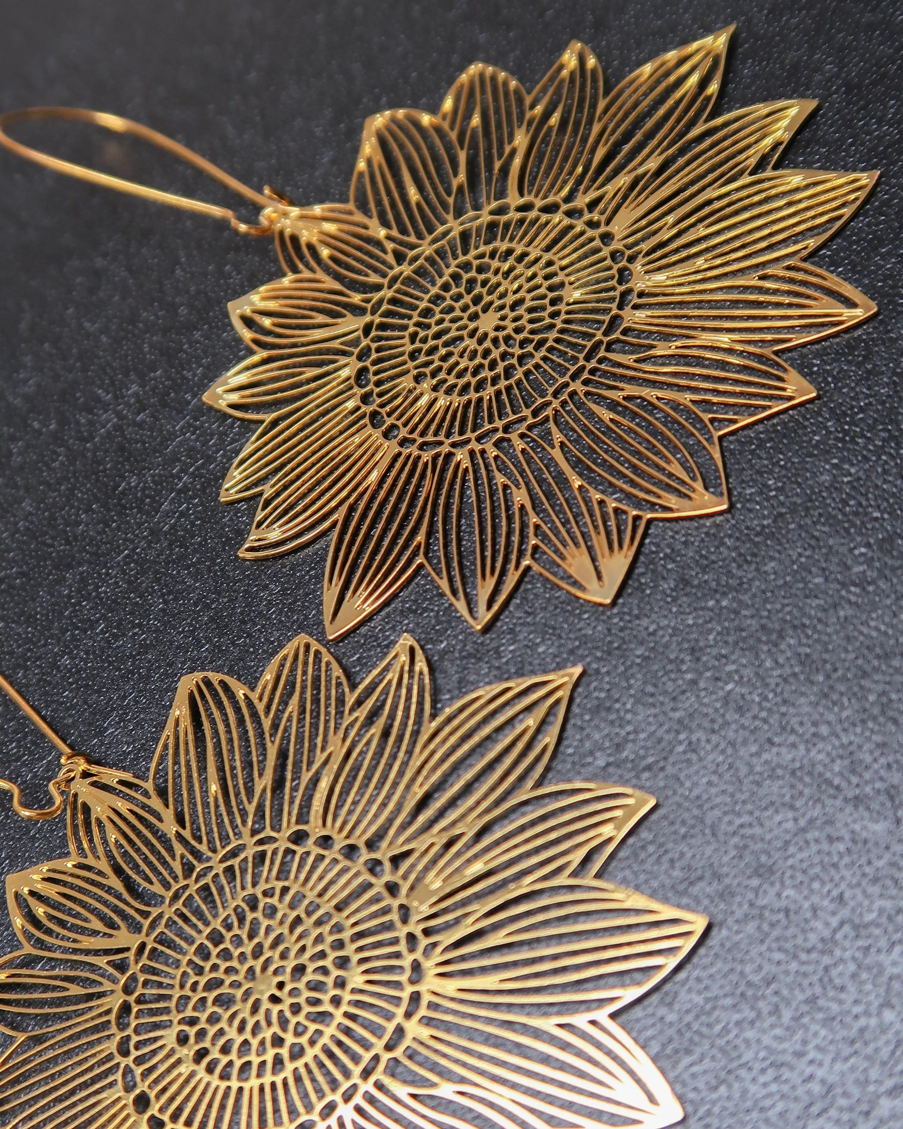Sunflower golden earrings