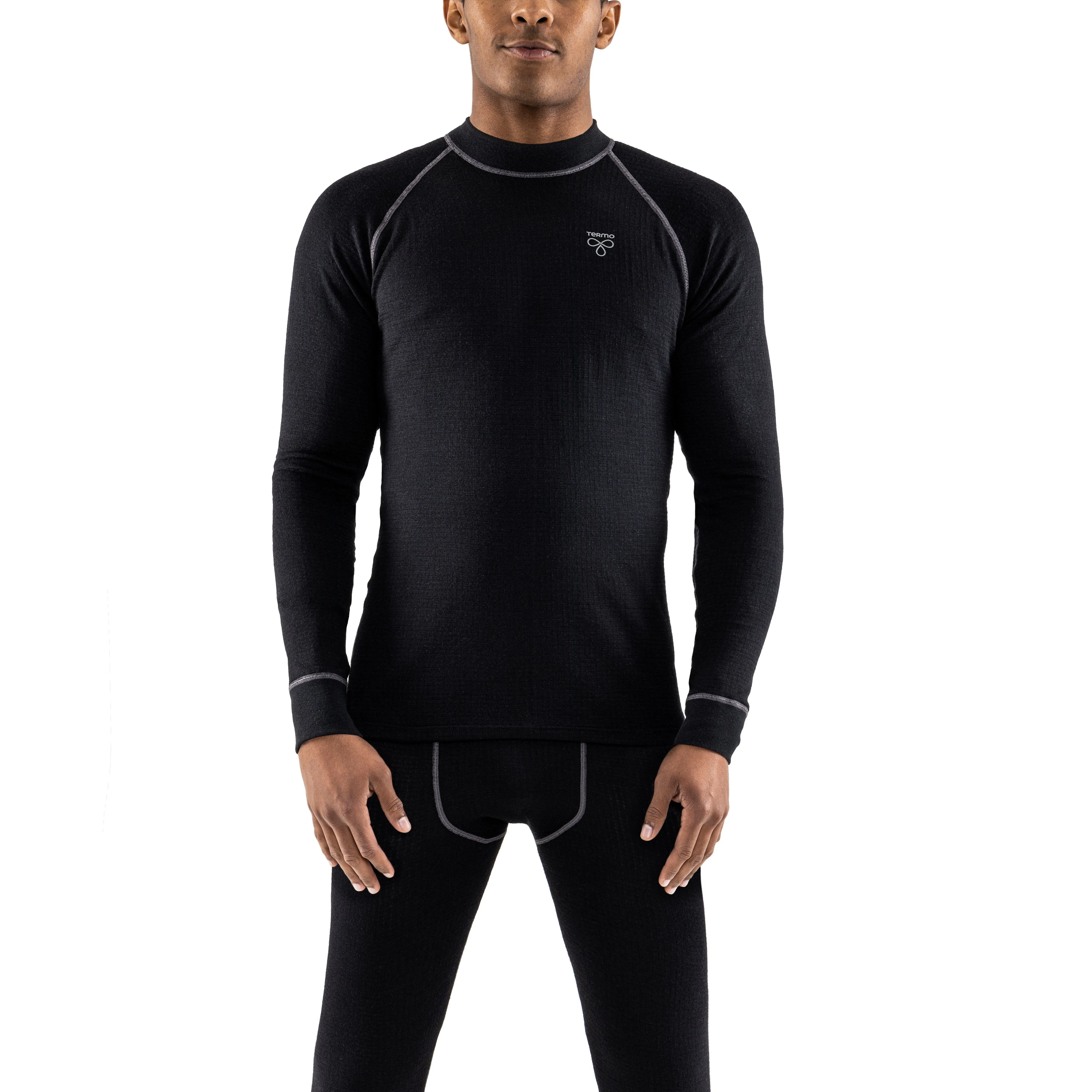 Termo Wool Set Round Neck Long Johns Black | Buy Termo Wool Set Round Neck Long Johns Black here | Outnorth
