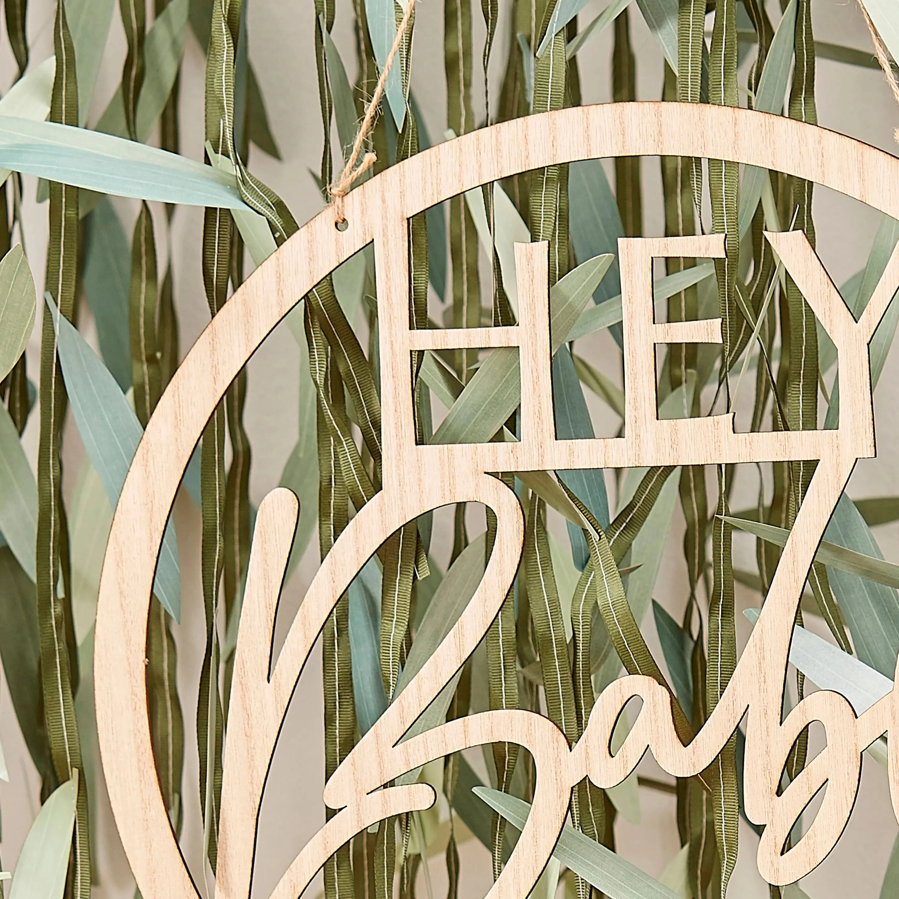 Wooden Hey Baby Shower Sign