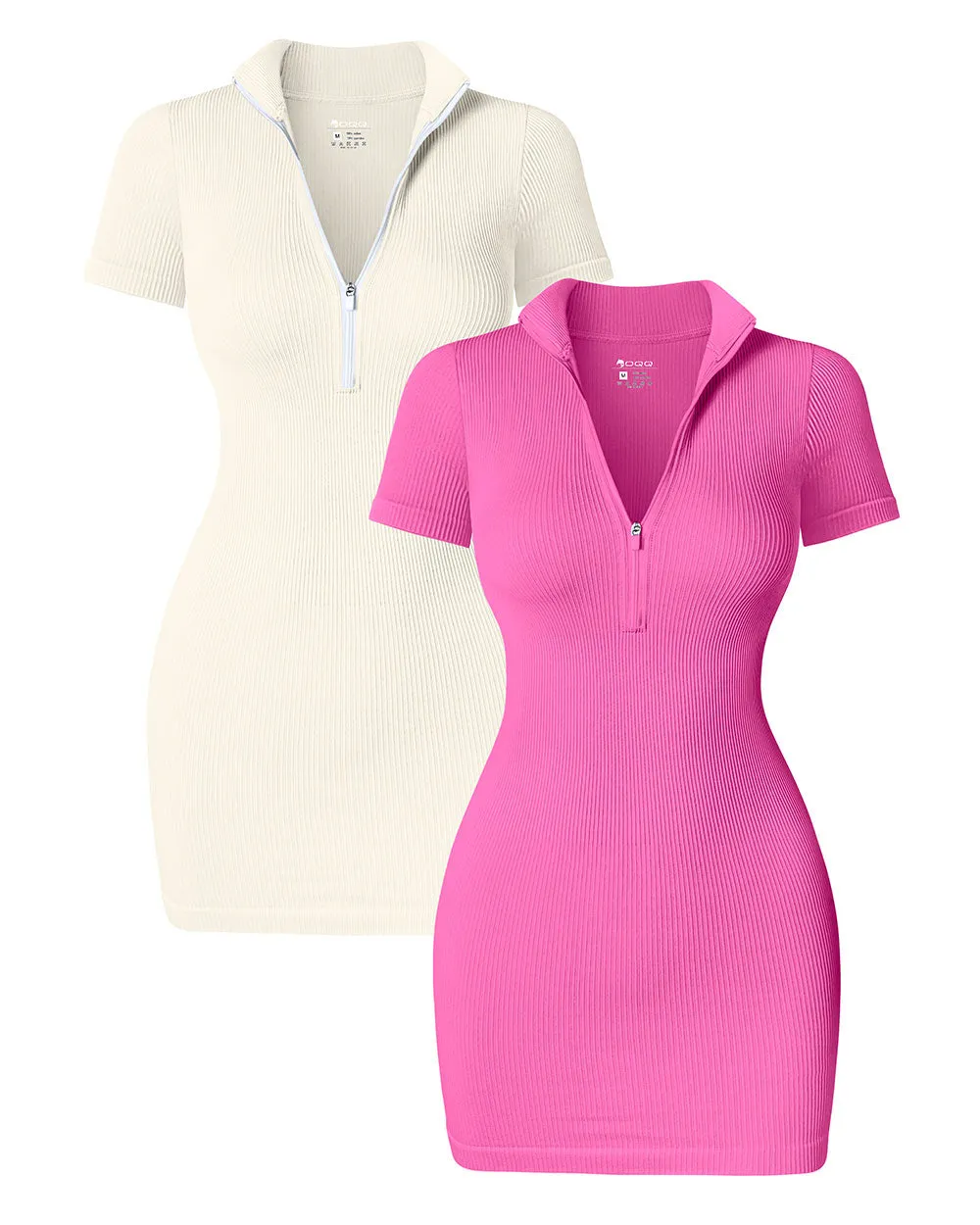 Zip Front Short Sleeve Mini Dress