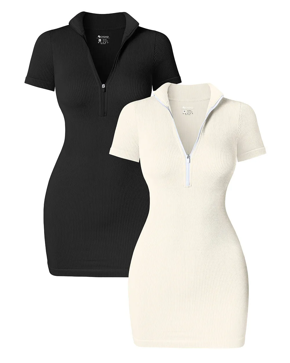 Zip Front Short Sleeve Mini Dress